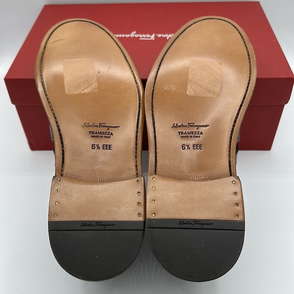 Salvatore Ferragamo Tramezza Samson Cap Toe Oxford Black Leather Dress Shoes 6.5 - Picture 7 of 11